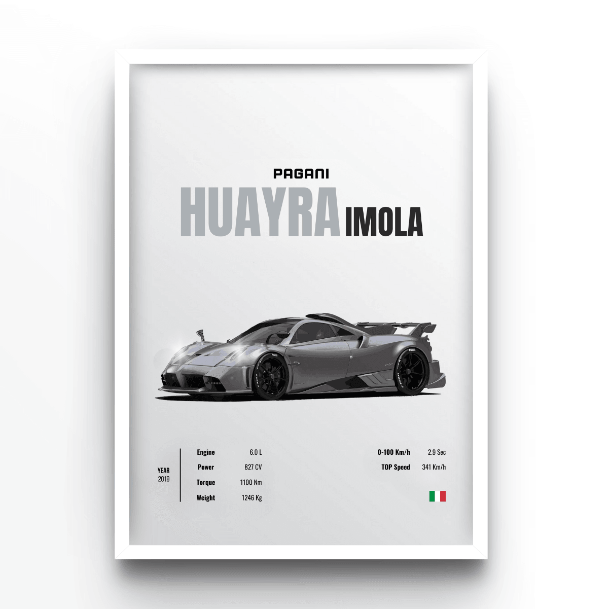Pagani Huayra Imola - A4, A3, A2 Posters Base - Poster Print Shop / Art Prints / PostersBase