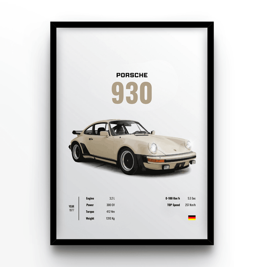 Porsche 930 - A4, A3, A2 Posters Base - Poster Print Shop / Art Prints / PostersBase