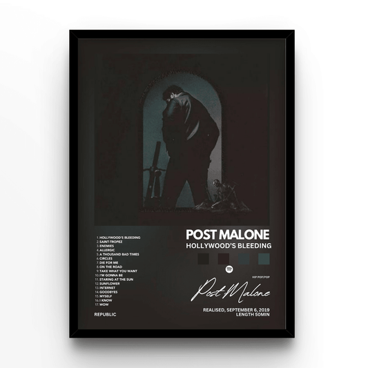 Post Malone Hollywood's Bleeding - A4, A3, A2 Posters Base - Poster Print Shop / Art Prints / PostersBase